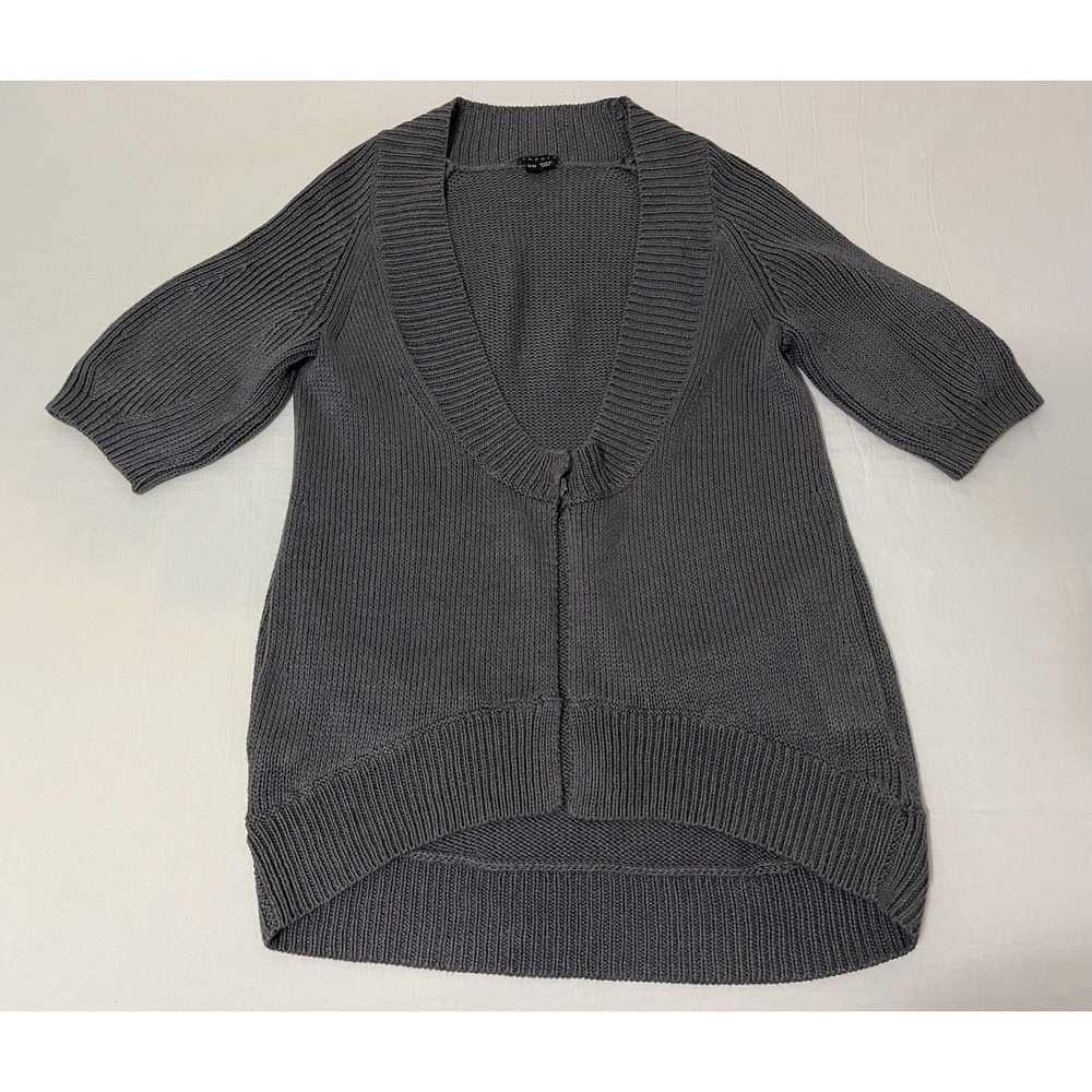 Theory Mari New Malaga Gray Button Front Linen Blend‎ Cardigan Sweater Size M